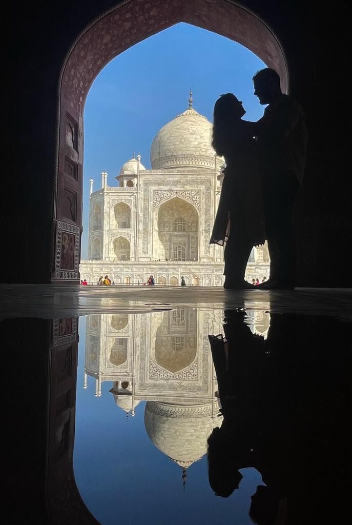 Captivated in Agra: Taj Mahal adventure together.