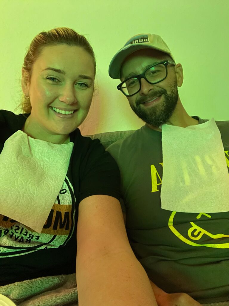 Our first picture together! Being silly, per usual. 