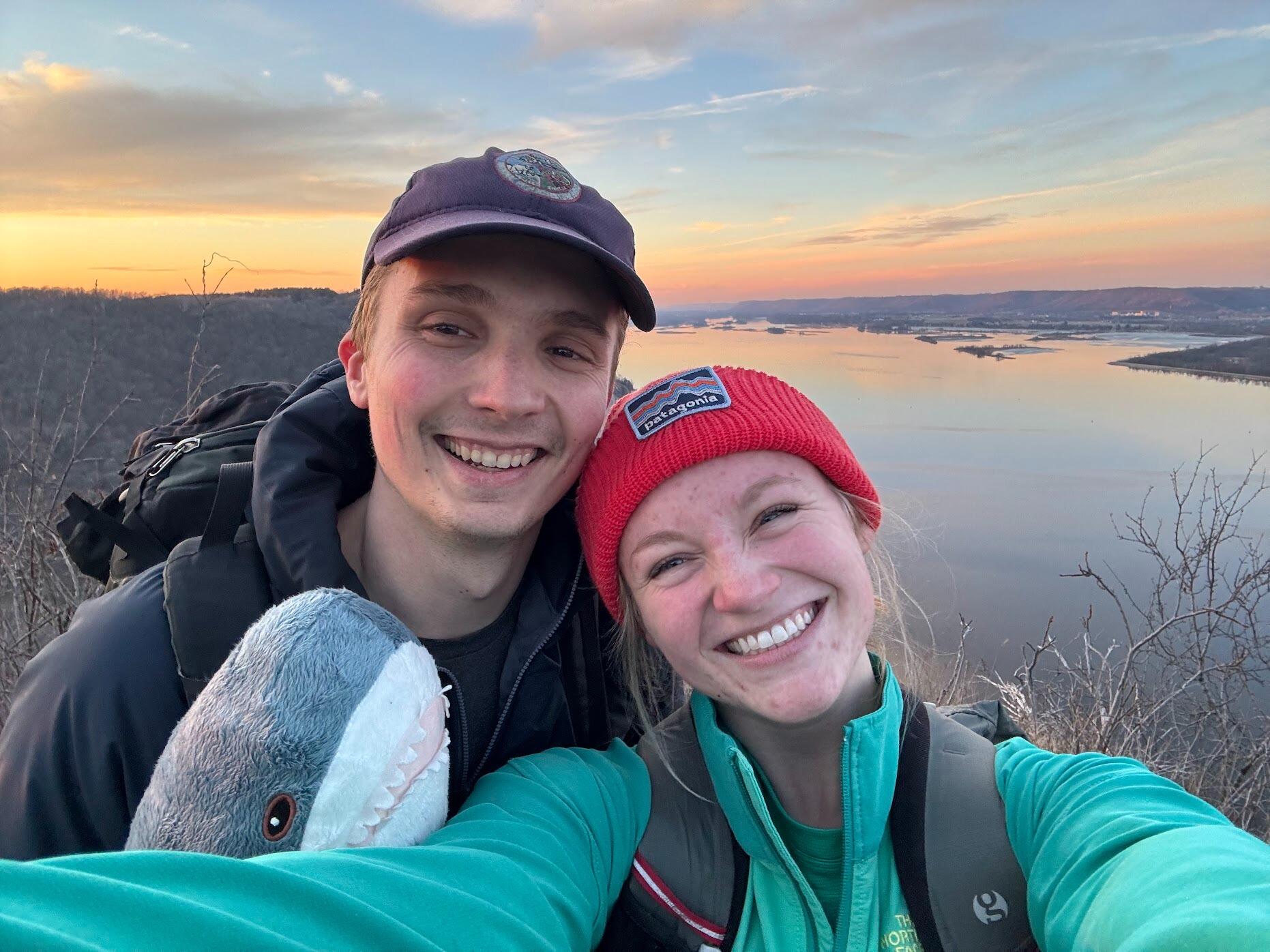 Hiking with wavy (the shark) during a very mild Winona winter