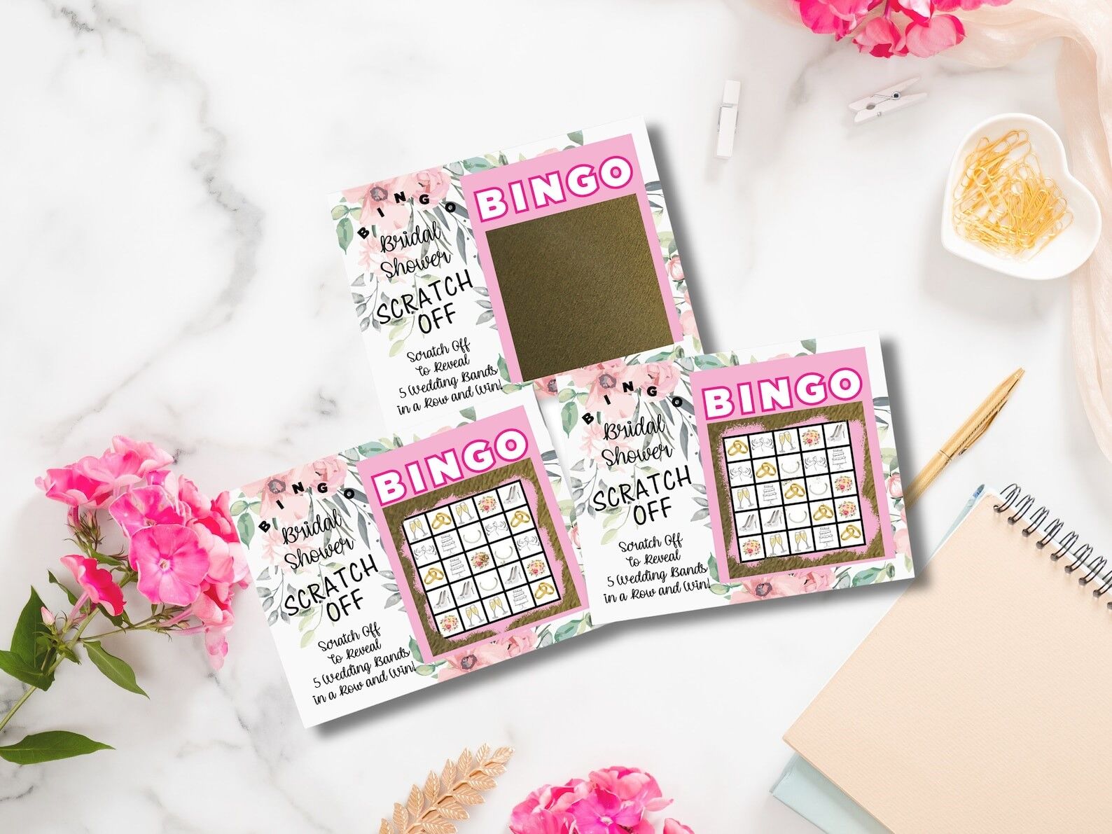 Scratch off bridal shower bingo cards