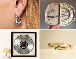 Collage of four 20-year anniversary gift ideas