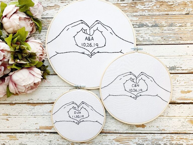 Embroidery hoop cotton anniversary gift