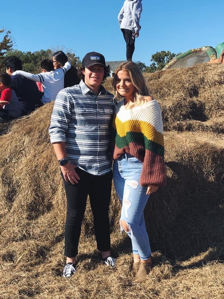 One of our first dates at the pumpkin patch in Flower Mound.
