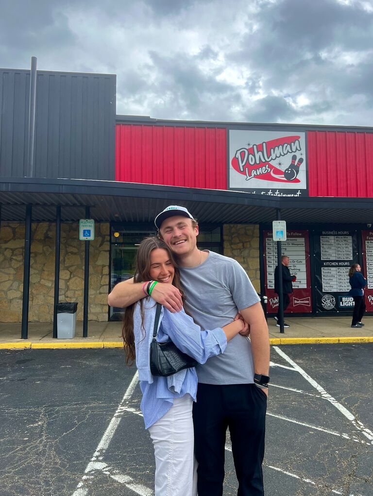 Now years later, they returned to the bowling alley where they went on that initial blind double date. Except this time around, both of them had a sense that this was going to be a forever kind of thing. 