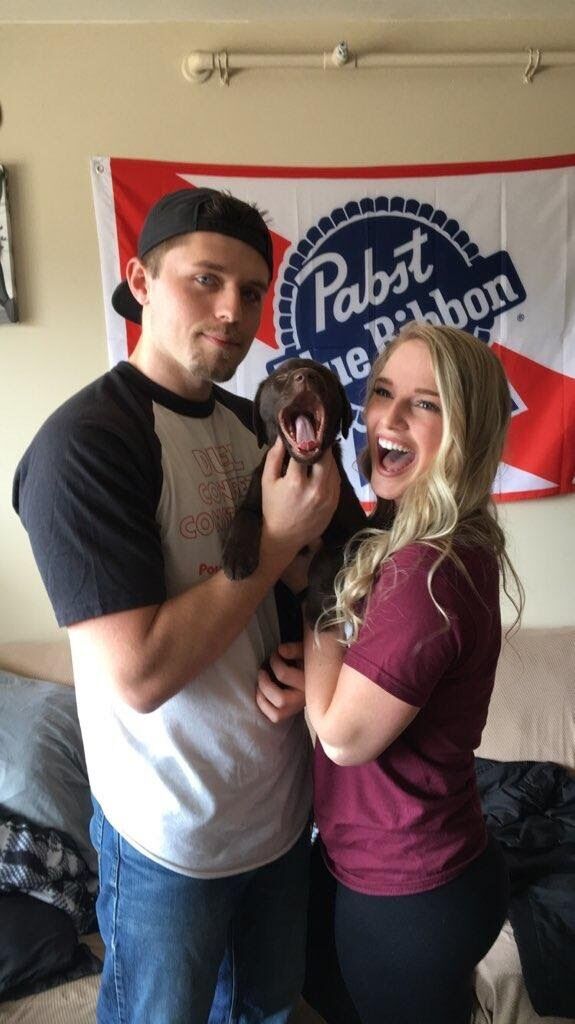 Matt surprised Anna with a puppy, Grizzly. Grizzly rocked the college life for a year and a half while Matt finished his junior and senior year. 