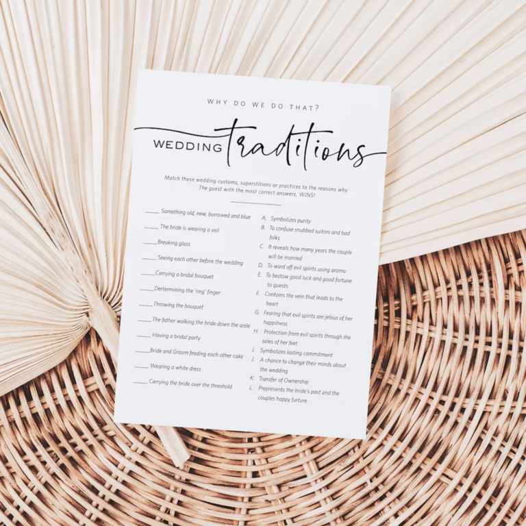"Wedding Traditions" Printable Rehearsal Dinner Game