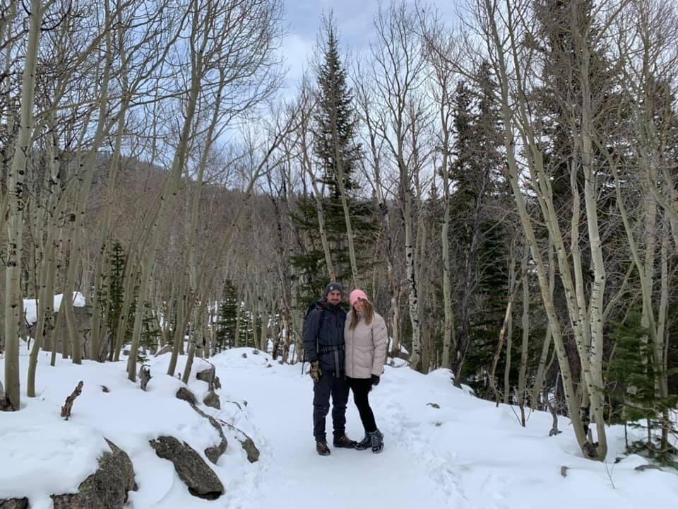 The first photo and adventure of our relationship as a couple. Hiking in the Rocky Mountains and seeking frozen waterfalls. 