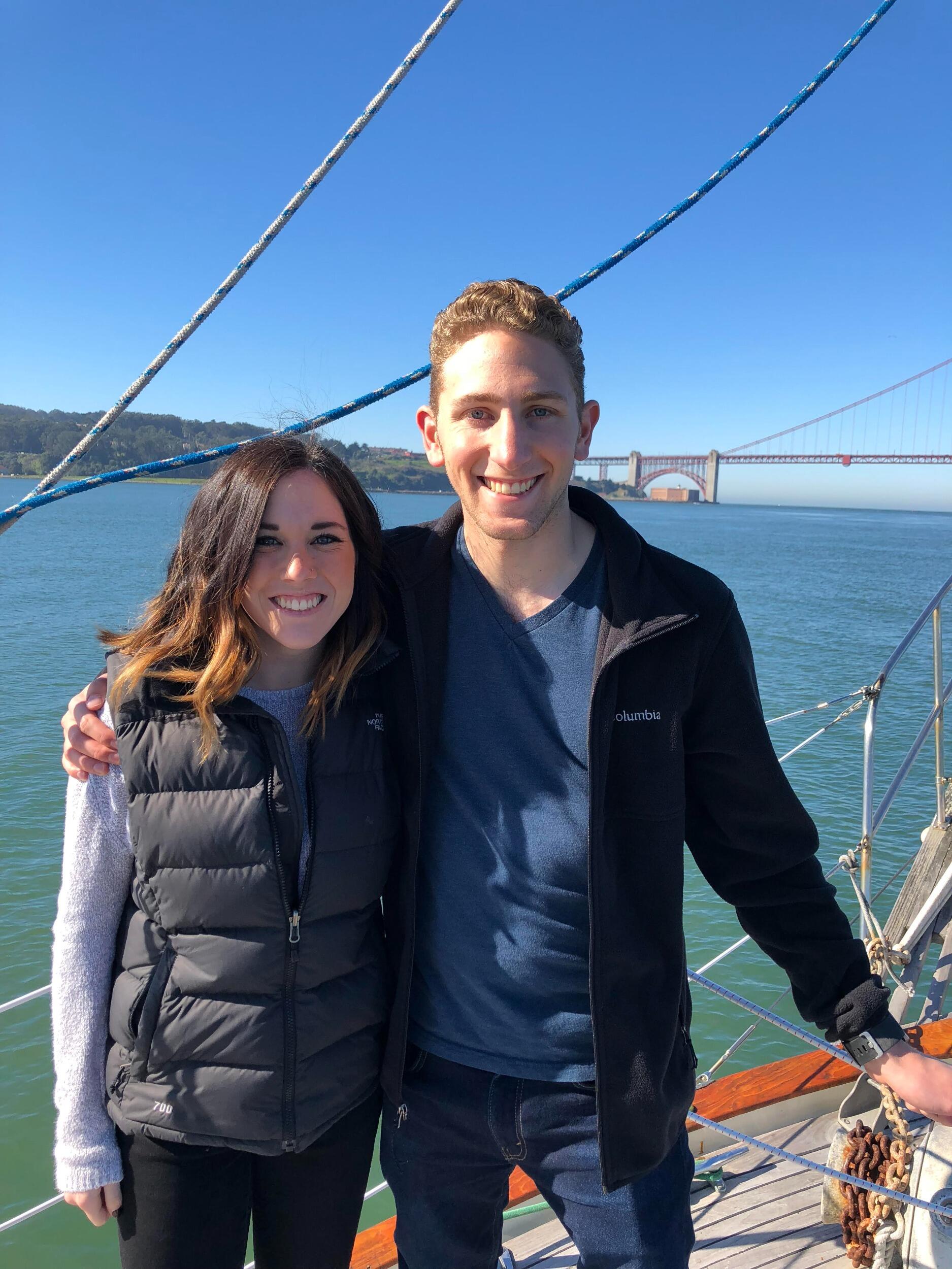 Our first Valentine's Day together, sailing the Bay