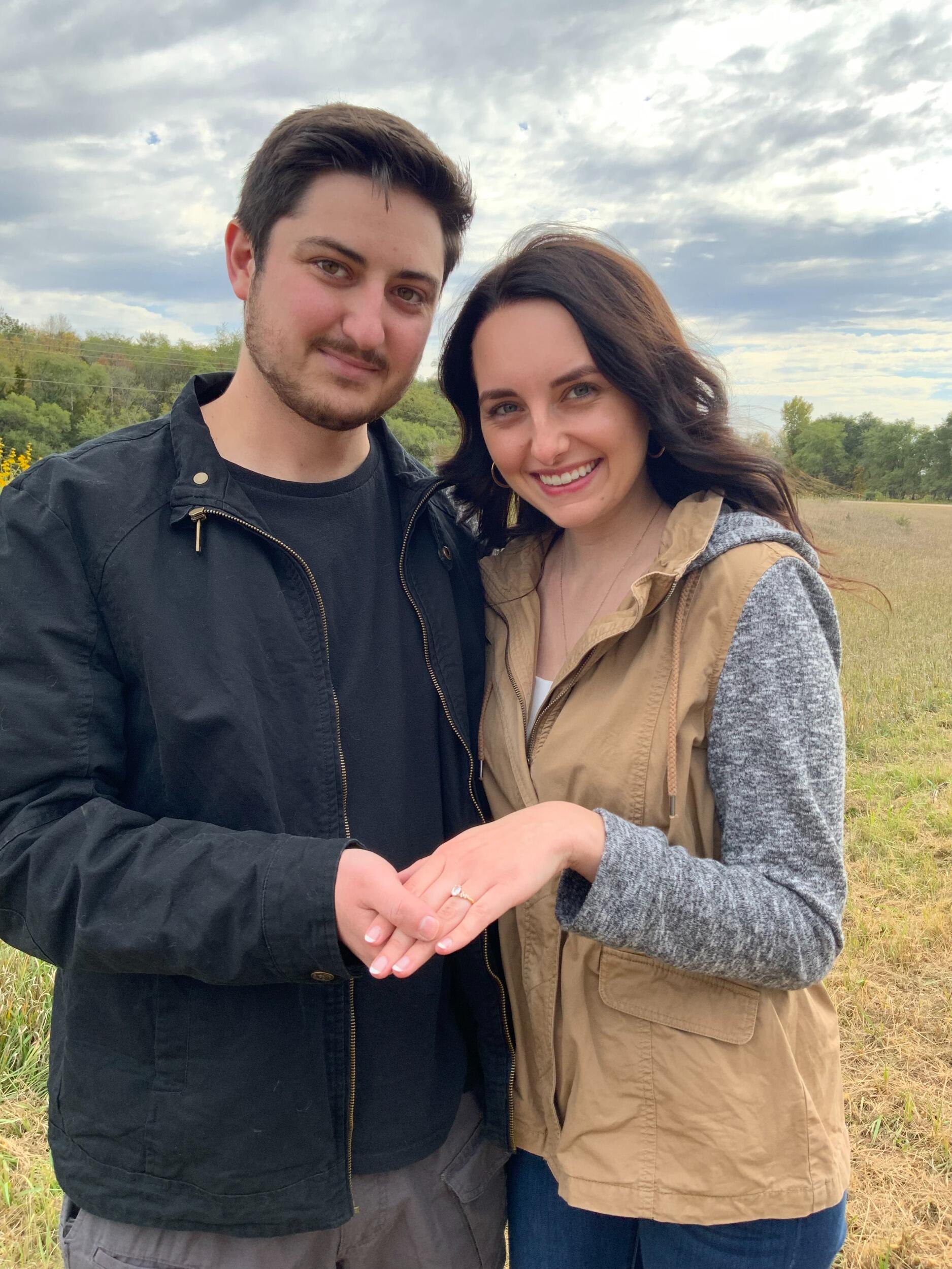 The day we got engaged!! Nathan proposed by pretending his truck was breaking down and getting down on one knee in a ditch! He definitely didn't want me to predict he was about to propose! A day we will always remember