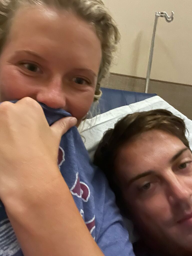 Lexi nurses back to health after an infected tooth. Here is us in the ER