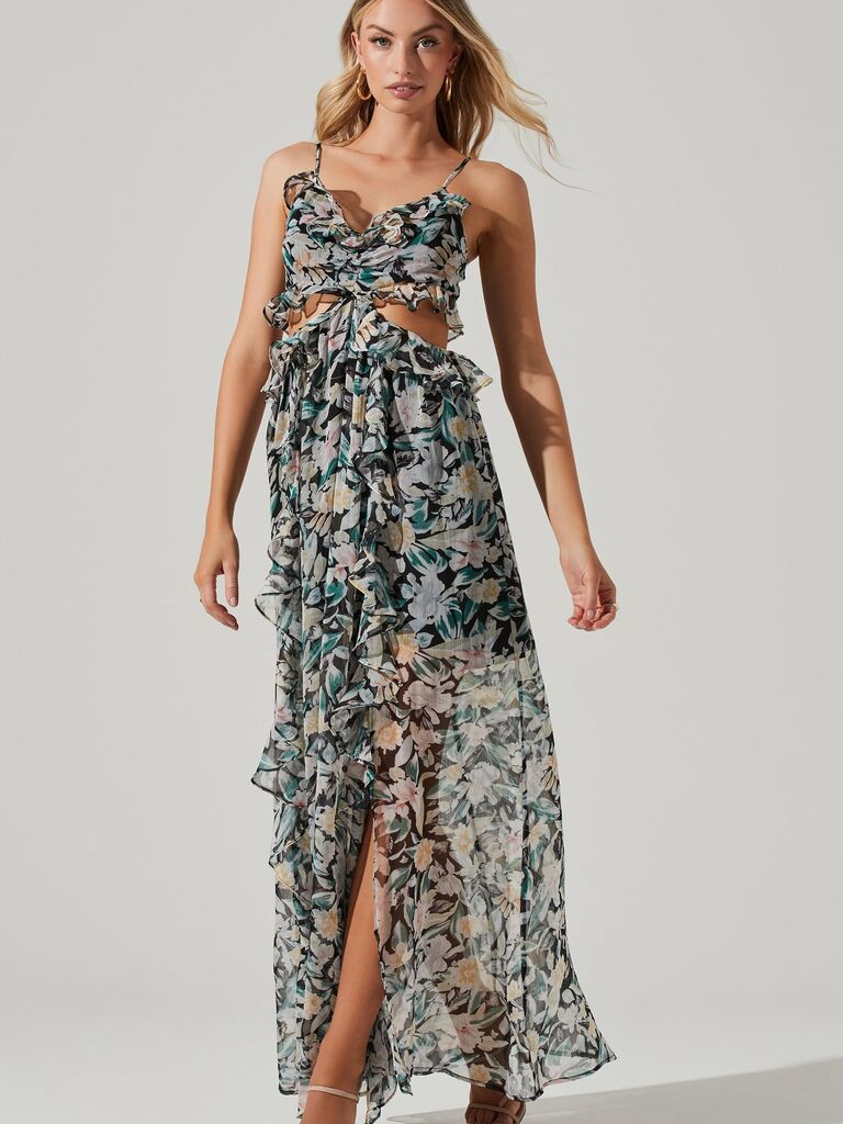 A cut-out ruffle maxi dress with floral print from ASTR The Label