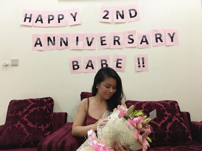 Cheers to us on our 2nd anniversary! Distance may test us, but our love is unwavering.