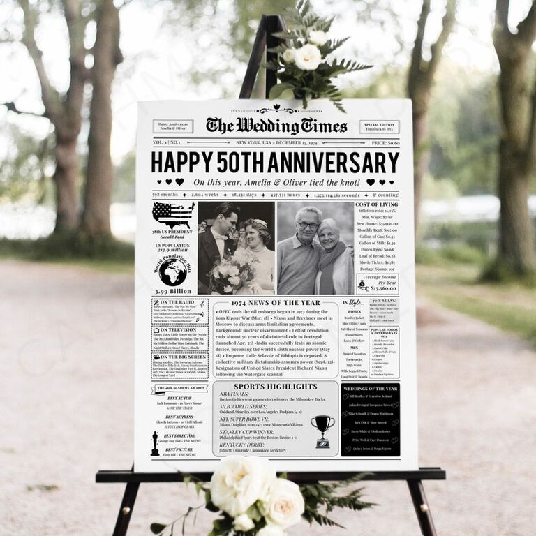 50th anniversary custom newspaper poster