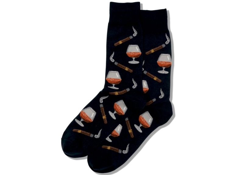 Groomsmen socks with cognac and cigar pattern from HOTSOX