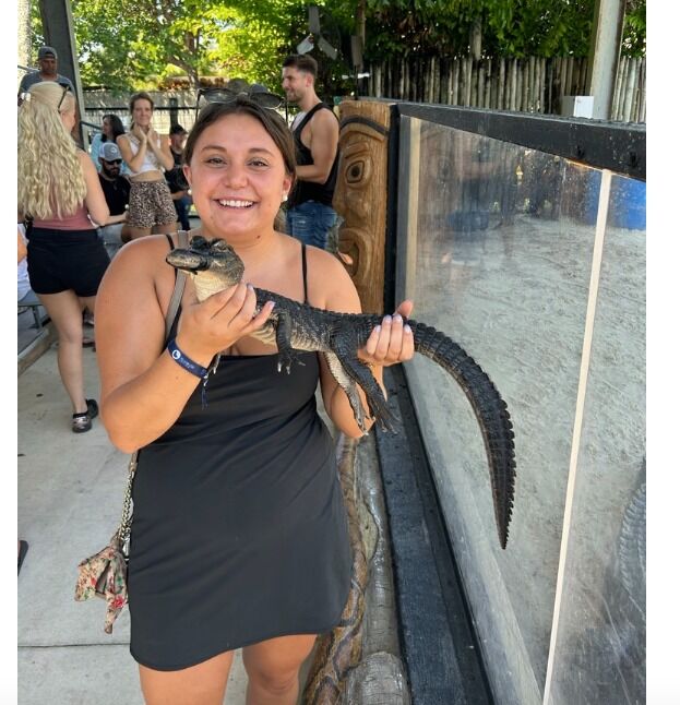 Hailey holding baby Gator at the Everglades