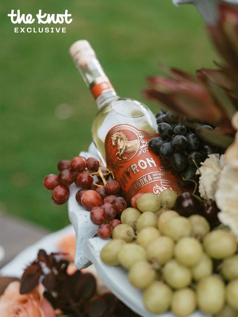 Joey Kurbanov's vodka on display at his wedding cocktail hour