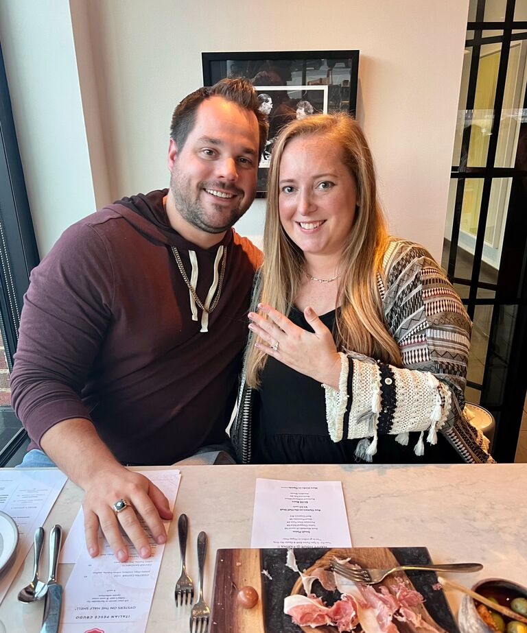 We got engaged!! On Avery's 32nd birthday in our living room