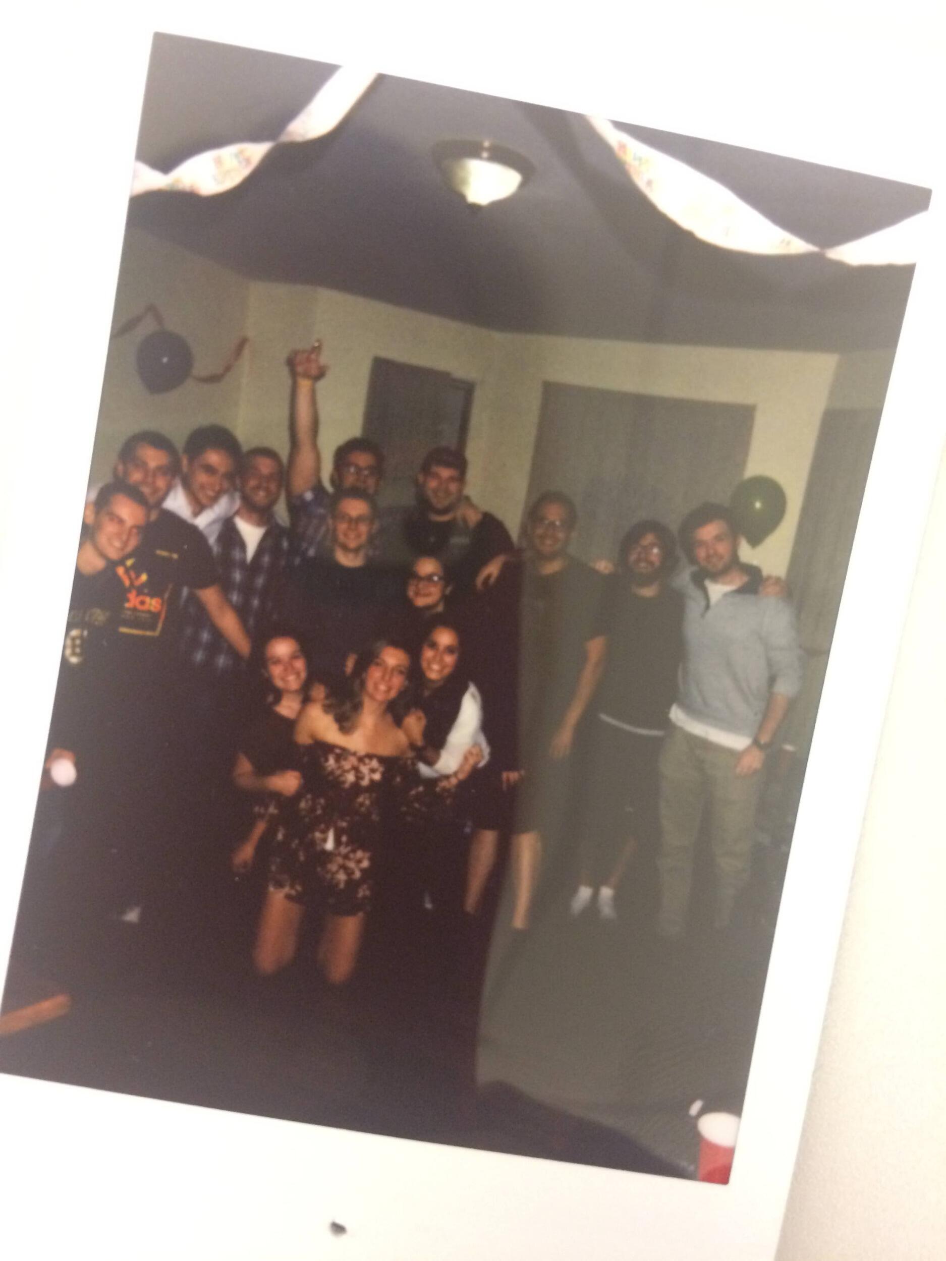 Sam threw John a surprise 22nd birthday party and invited all his hometown friends.