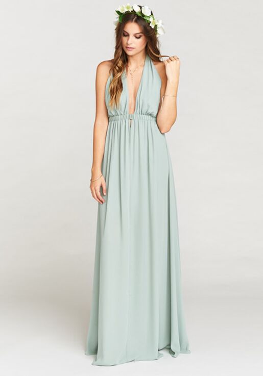 Show Me Your Mumu Luna Halter  Dress  Silver Sage  Crisp 