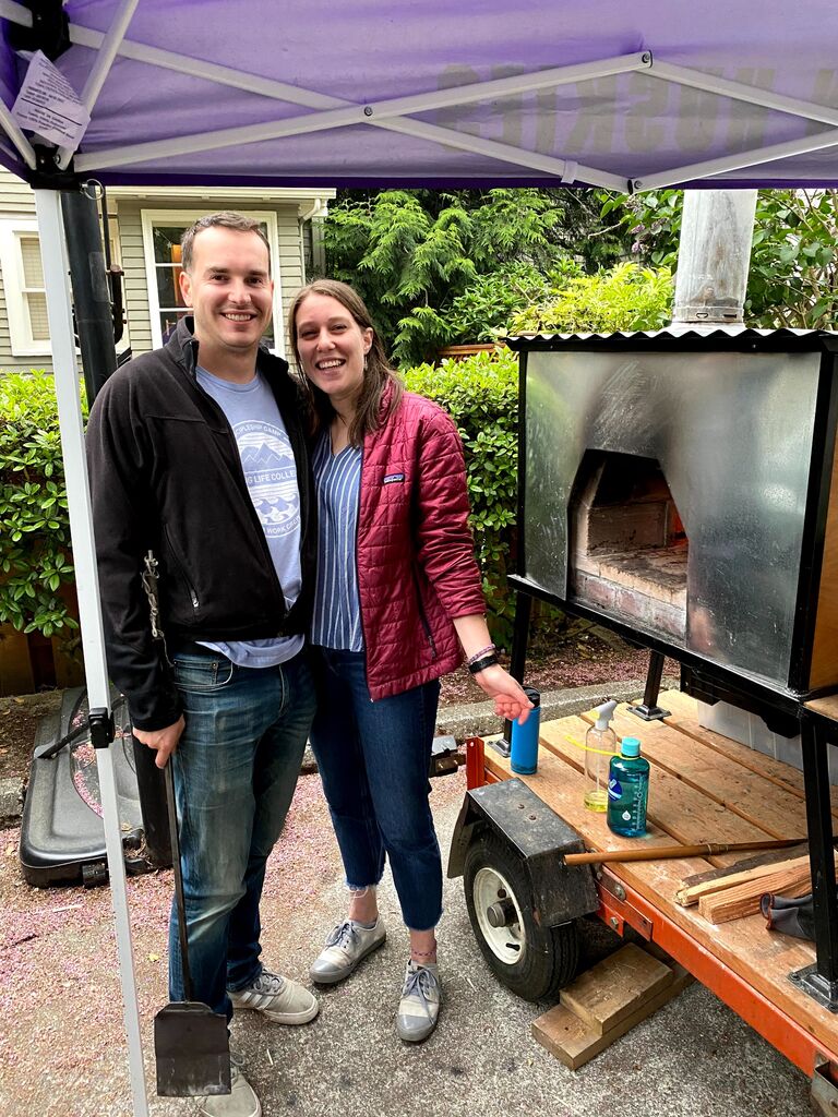 Jamie's homemade pizza oven got back in action for outdoor birthday parties