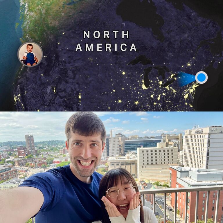 Dian moved to Boston for her new job, and Tim helped her get settled. This is the view from the balcony of Dian’s apartment in Boston, where she often shared stunning sunrise and sunset pictures with Tim. It was from this point that they began their long-distance relationship.