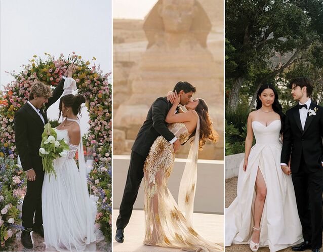 Collage of celebrity weddings from 2024