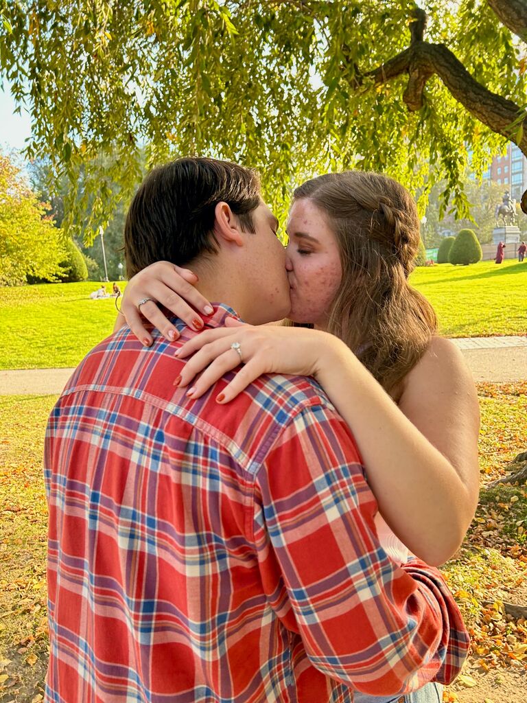 The day Justin proposed in the Boston Public Gardens 