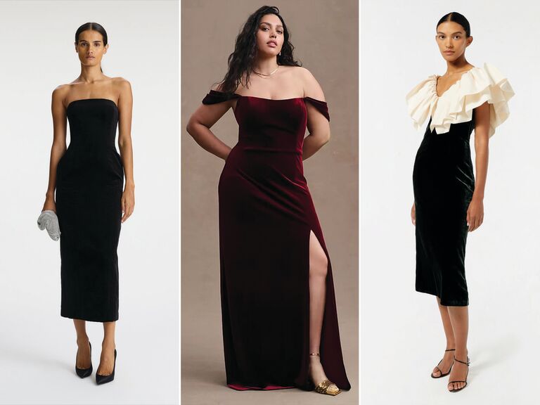 Buy Midi Womens Velvet Frock Dress (Medium, Black)(Medium) at