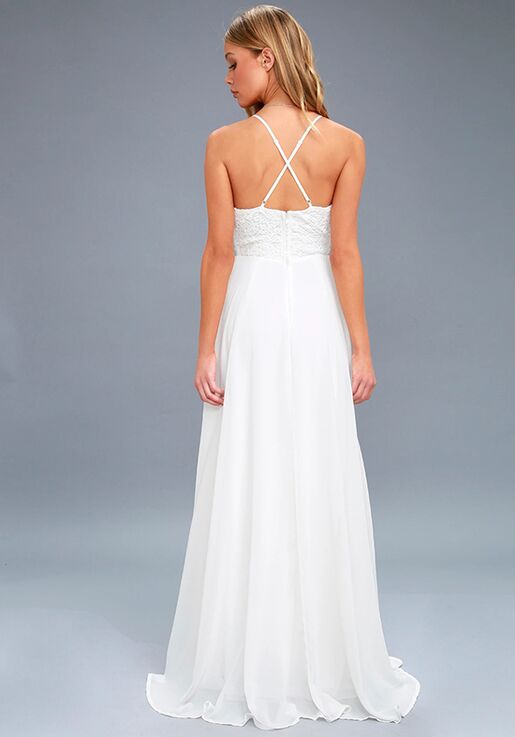 Lulus Madalyn White Lace Maxi Dress Wedding Dress | The Knot
