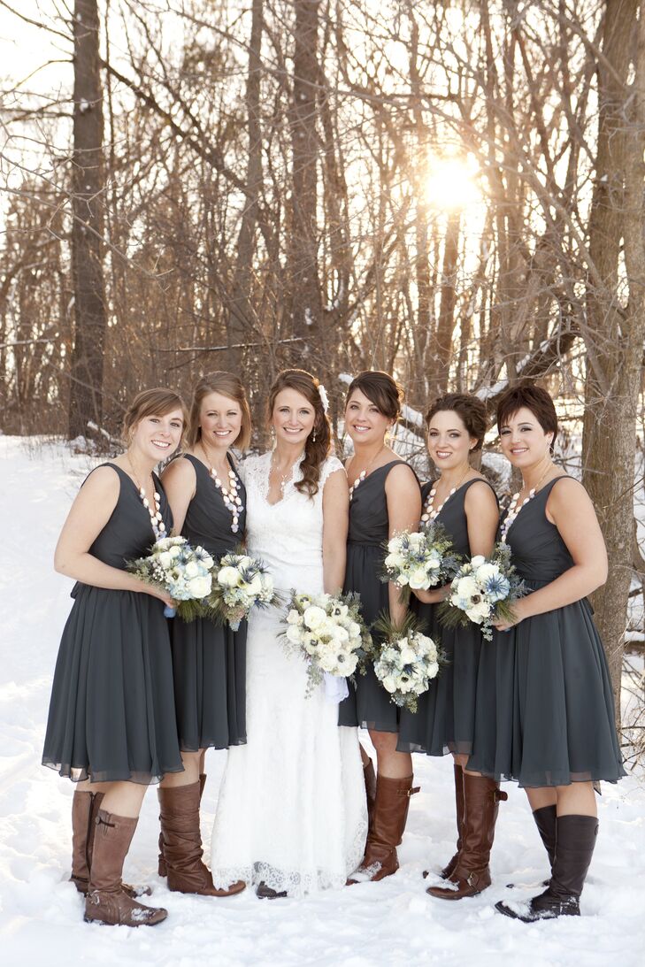 charcoal blue bridesmaid dresses