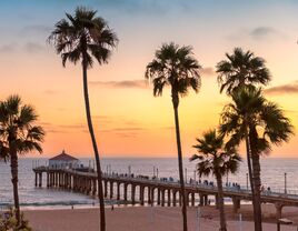 Pituresque Malibu pier at sunset