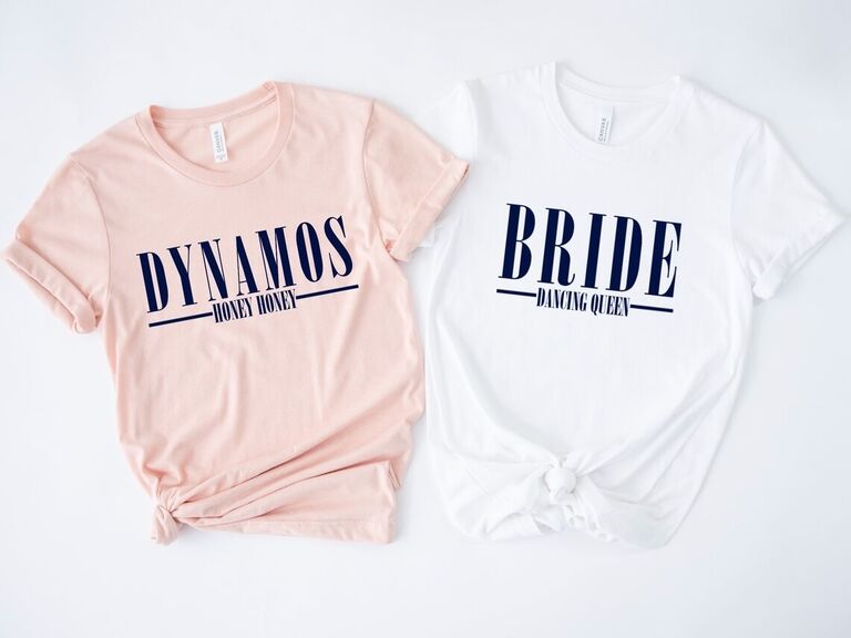 Dynamos and Bride Mamma Mia t-shirts from ShopEMJane on Etsy