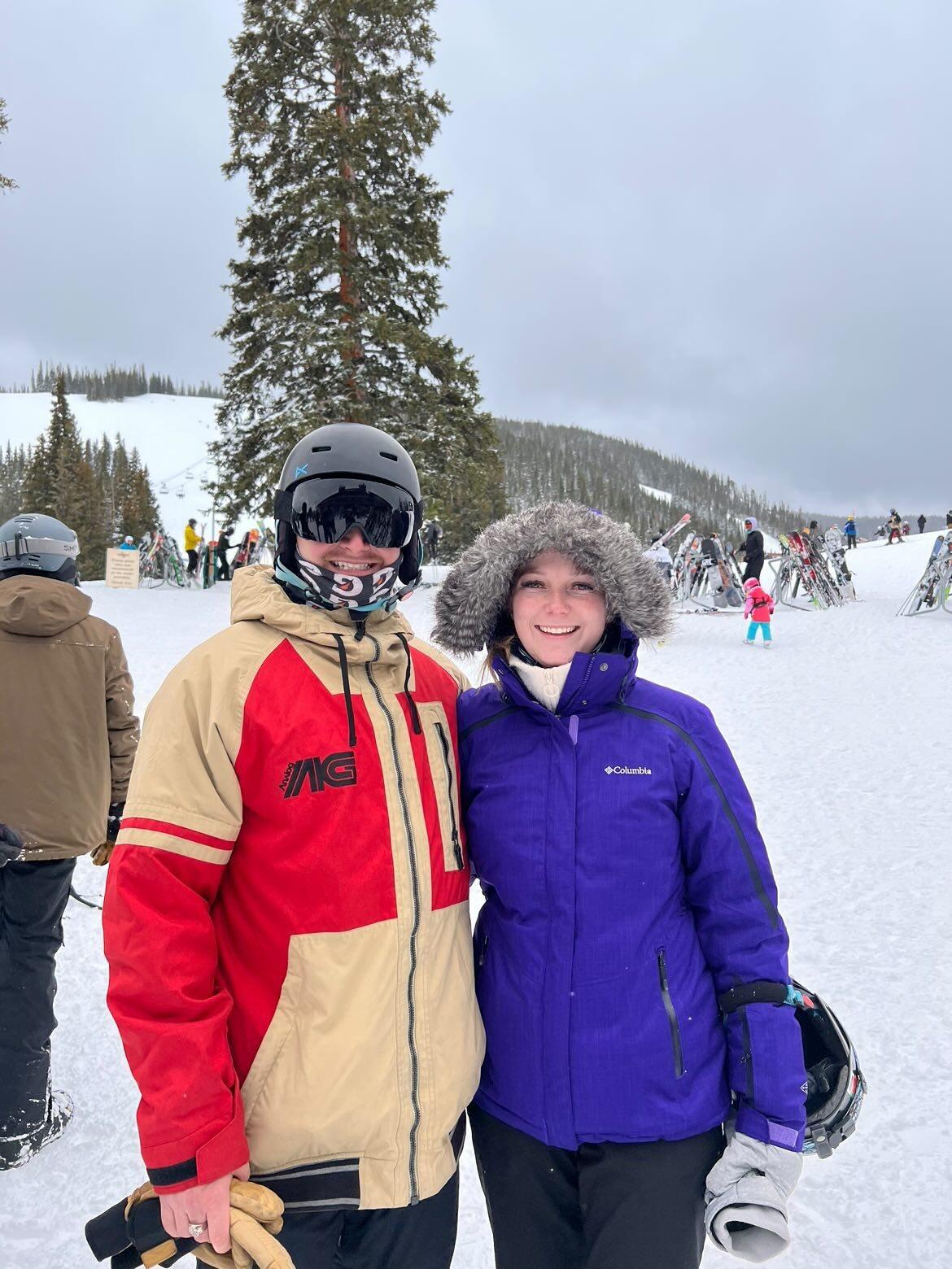 Jared and Hannah at Beaver creek Ski Resort where Jared tried to teach Hannah how to snowboard.