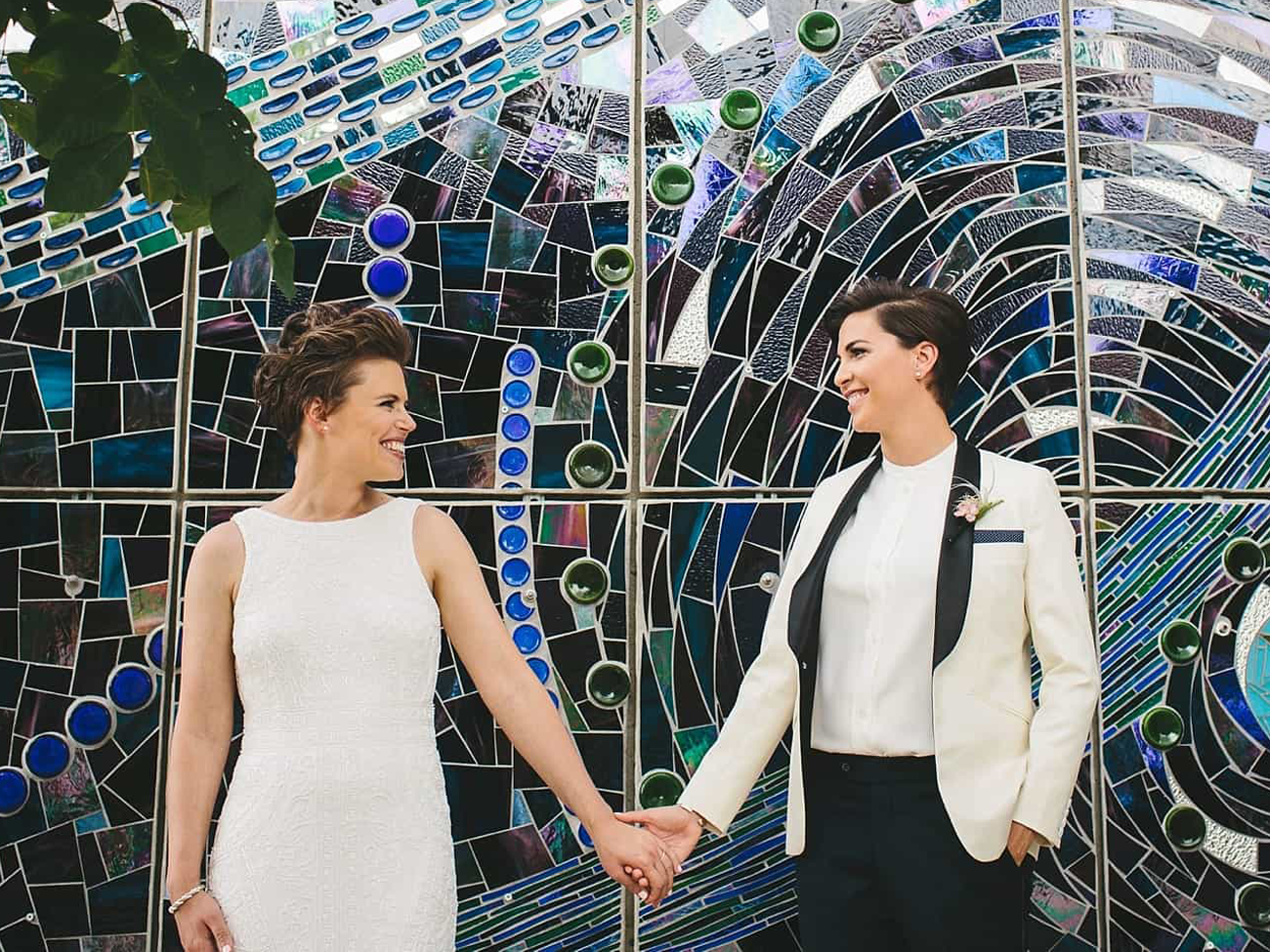 modern, colorful wedding backdrop