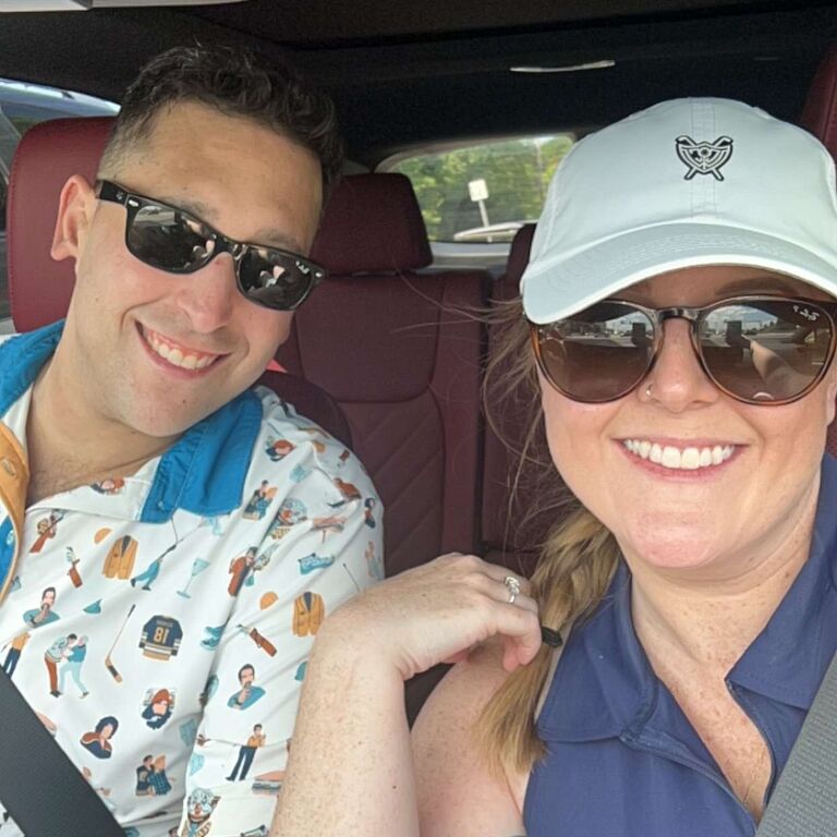 Brian bought Kelsey her first set of clubs--she's more of a caddy.
