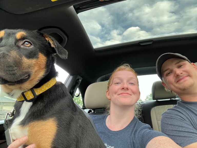 First family photo, bringing home our fur-baby, Spud!