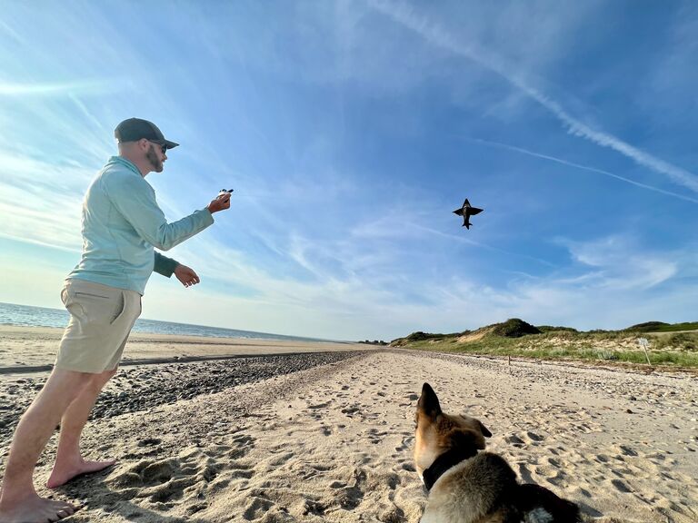 Flying Clark the Shark on Secret Beach