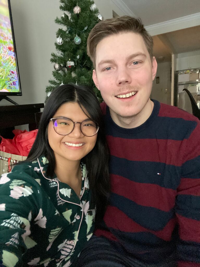 Celebrating our second Christmas together in our apartment!
