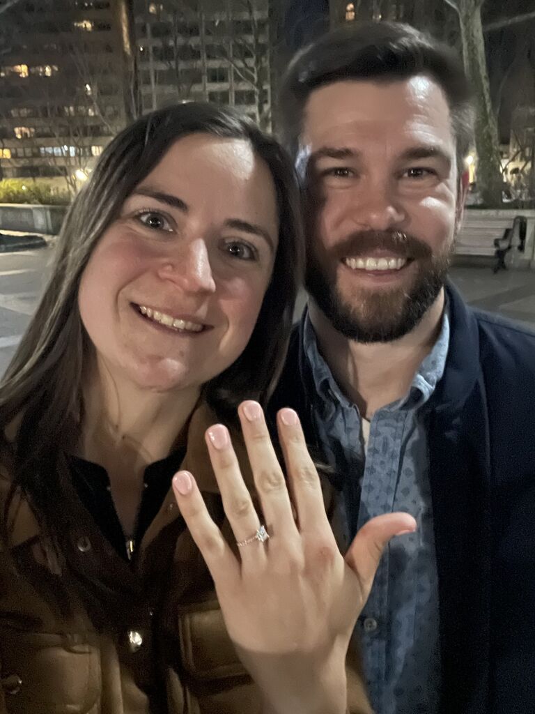 A beautiful proposal in Rittenhouse Square Park, Philly after a delicious dinner at Barclay Prime steakhouse.