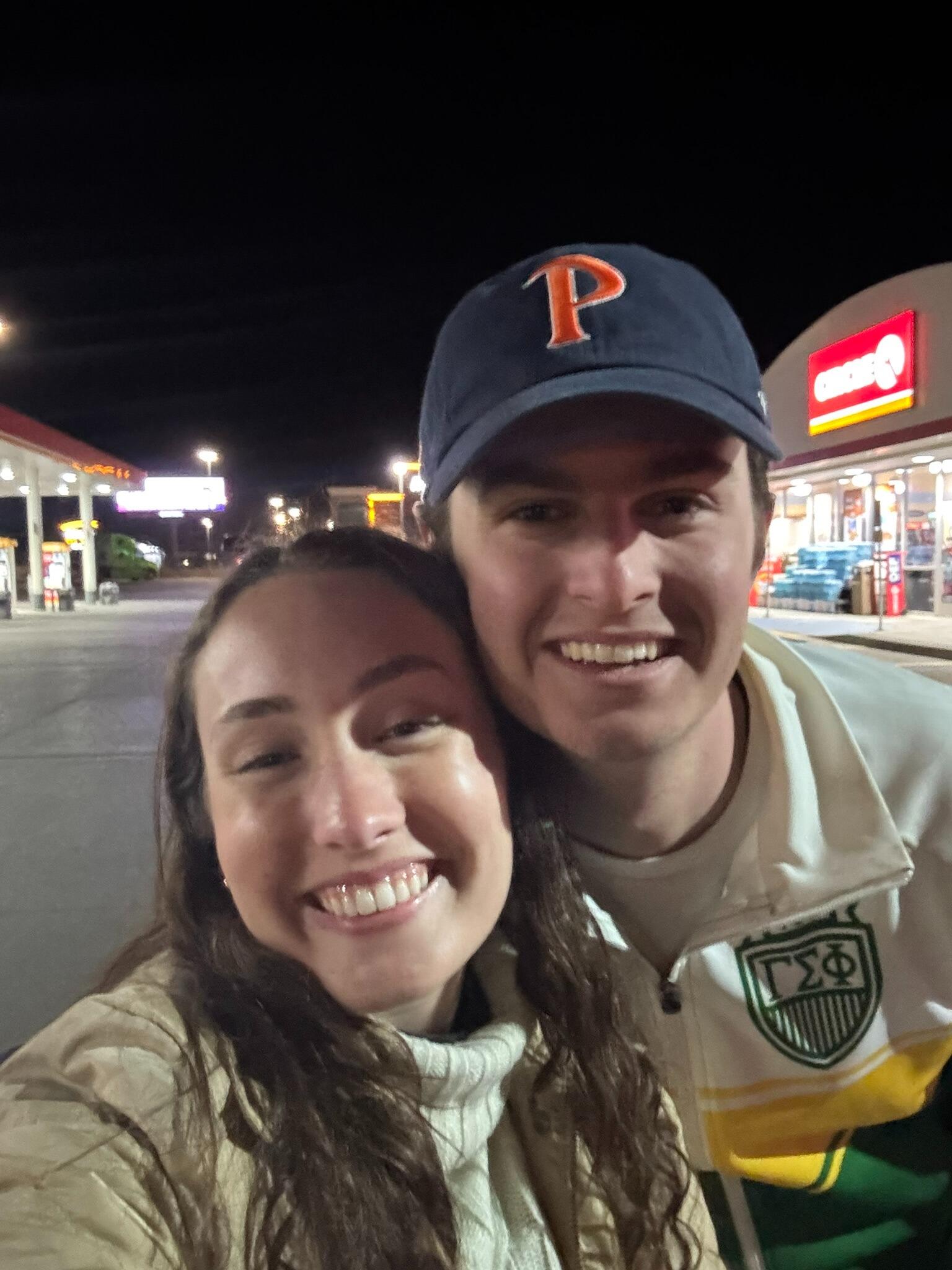 This selfie was taken in El Paso, Texas on a random fluke! Tyler did a once-in-a-lifetime trip with some of his fraternity brothers and biked from Abilene, Texas to Malibu, California. They organized this trip themselves and did it to support the Pepperdine Strong fund and the Greater Than 3 organization. It just so happened that while the boys were biking through El Paso, Alli had a 14 hour business trip from Fort Worth to El Paso. They still don't know how it all ended up lining up due to the business trip being booked weeks before the bike route was worked out, but it was a cool memory for them to share!