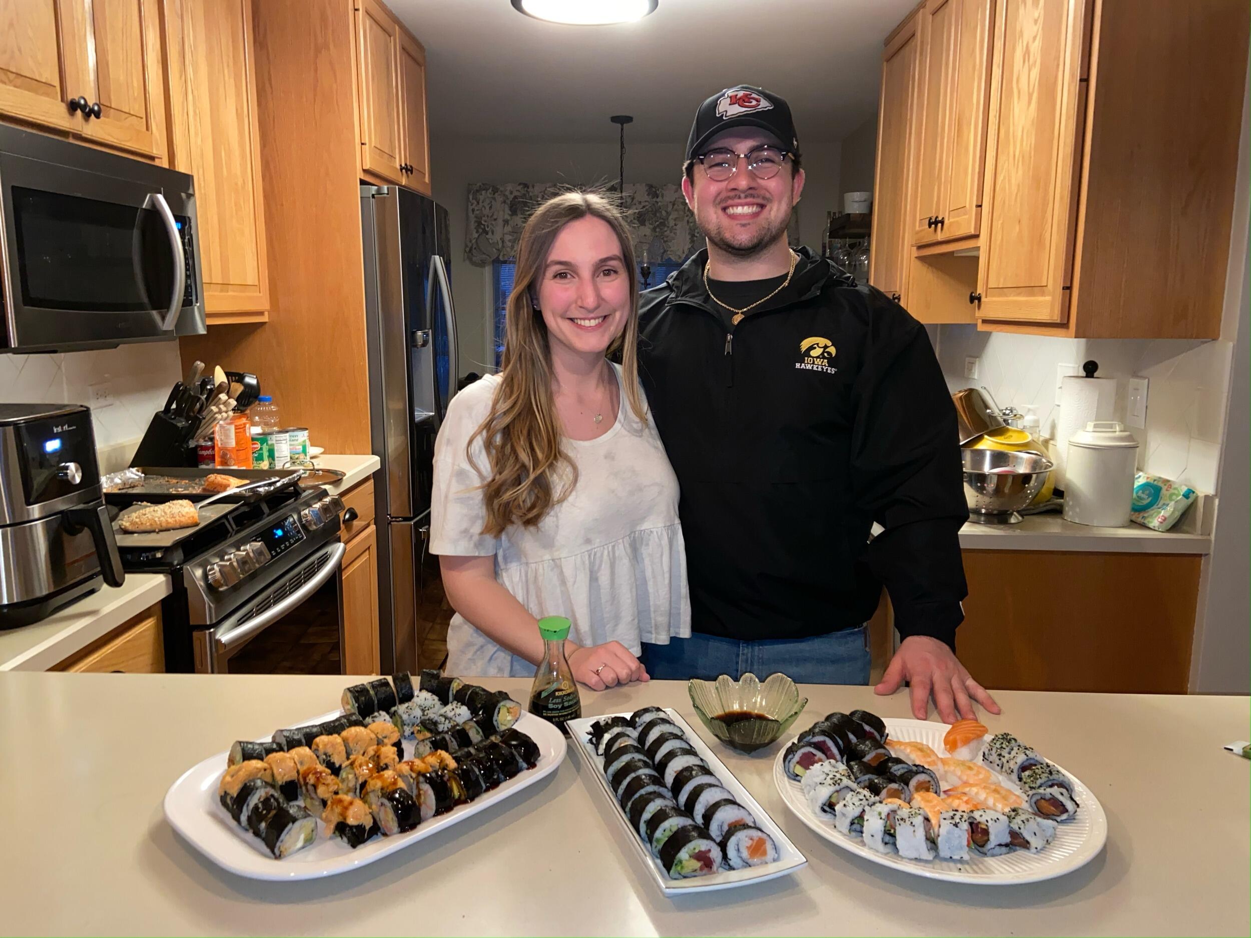 Maddy and Luke liked to spice up date night. During one of them they learned how to make sushi. Do you think this is enough sushi for two people??