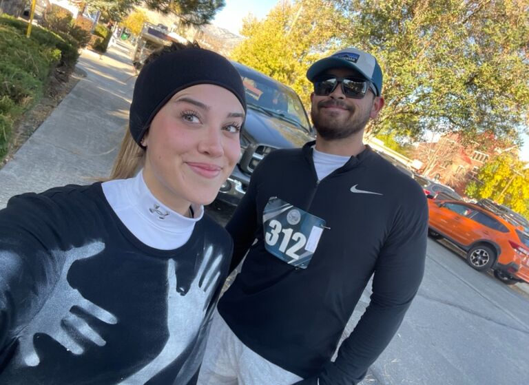 Finishing up the race on Nevada day in Carson city. Nothing bonds a couple more than forcing their girlfriend to keep running when she is dying three miles in.