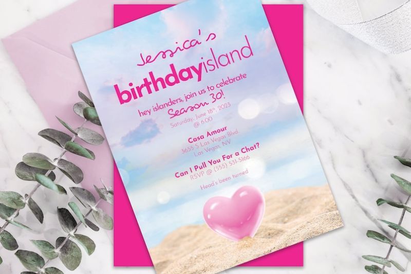 Love Island themed party - invites