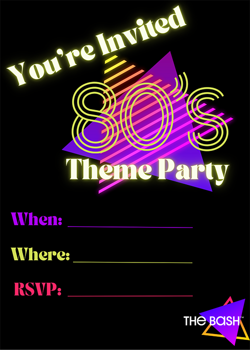 80s disco style poster set for retro party - colorful invitation