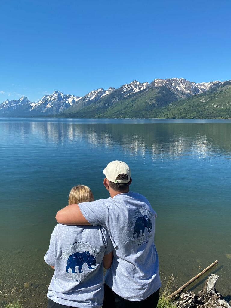 Grand Teton National Park in our matching shirts