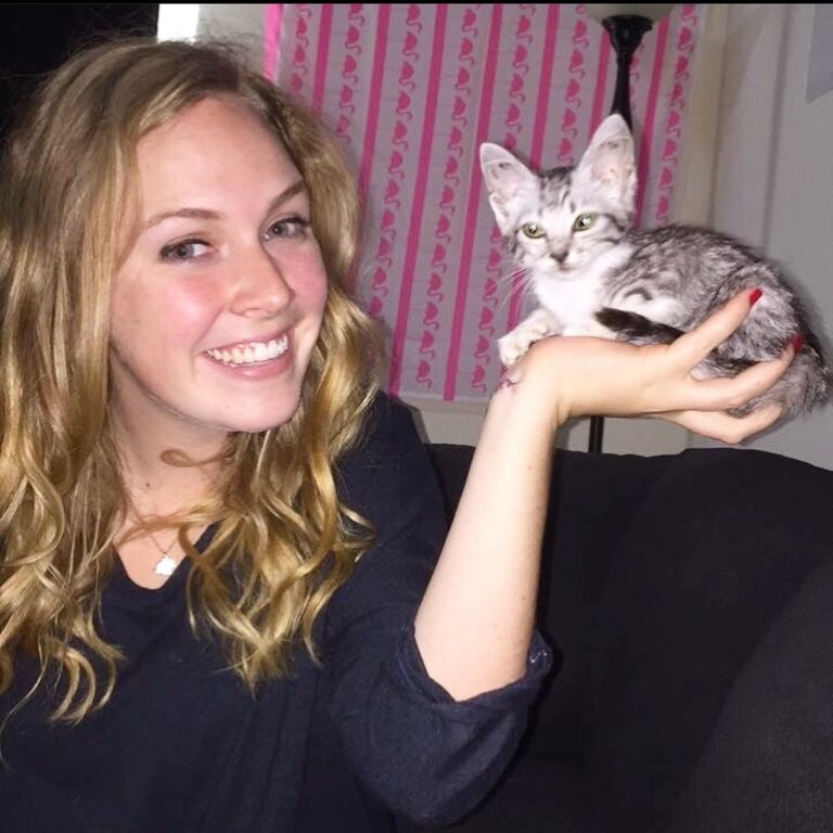 Tori was going to VSU and working early mornings at a coffee shop. One night, she heard a small kitten crying outside on a cold, November night. She tried to catch him but he was too quick. Tori prayed and asked God to make a way for her catch and help him. When she arrived at work the next morning, she noticed the same kitten cry coming outside of the drive thru. Apparently, the kitten climbed in her car and rode with her to work (unharmed). A miracle. Her coworker took the kitten to find him a home. This is where we learned one girl's miracle is another boy's demise. The coworker found the kitten a home at her boyfriend's house who happen to have an adorable blonde, blue-eyed roommate. Tori visited Yoda, the kitten's name due to his large ears, once but Matt was out of town and not home. Apparently, Matt was not a fan of Yoda. It seems Yoda was adamant on keeping his feral ways and tore up almost everything in their apartment. Whoops.