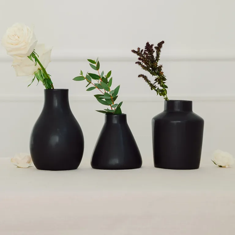 Black Clay Table Vase Set for halloween bridal shower