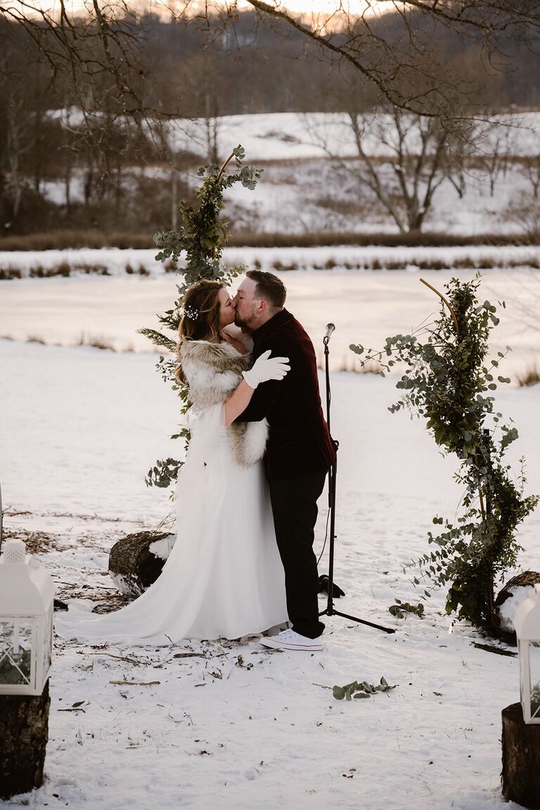 The coldest, most beautiful day of our lives! Our small wedding ceremony on our 5 year anniversary