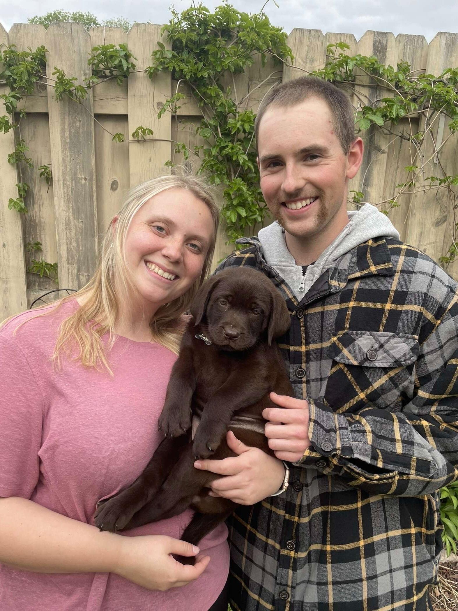 We bought a house and brought home Mallie our chocolate lab. 