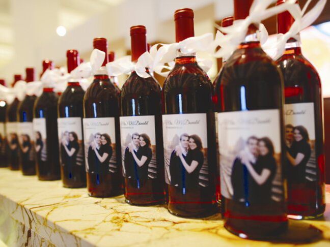 Modern Heart Custom Mini Wine Bottle Labels for Weddings